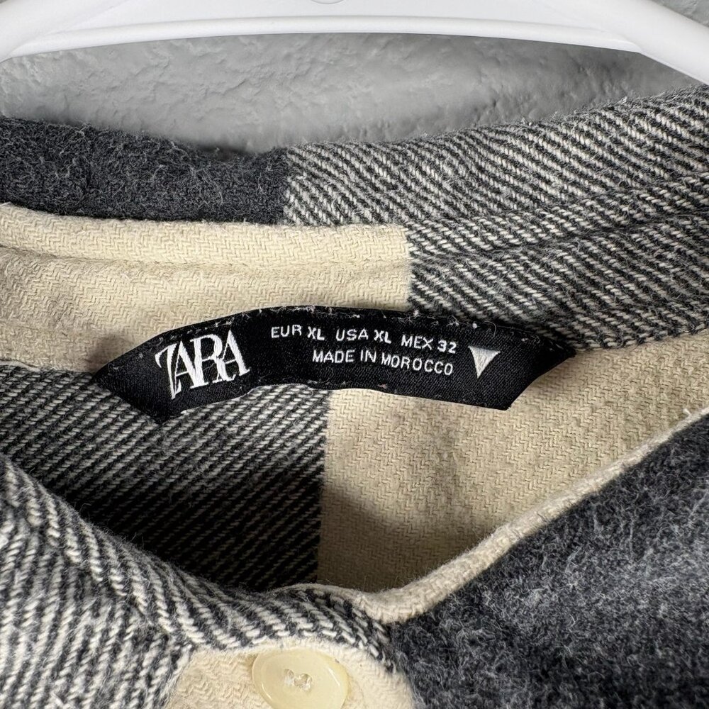 ZARA Black & White Flannel Shirt - Picture 2 of 6